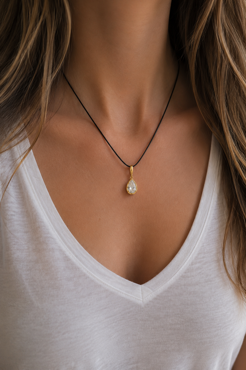 Adjustable Gold Cord Necklace & Vittoria Gold Charm Set