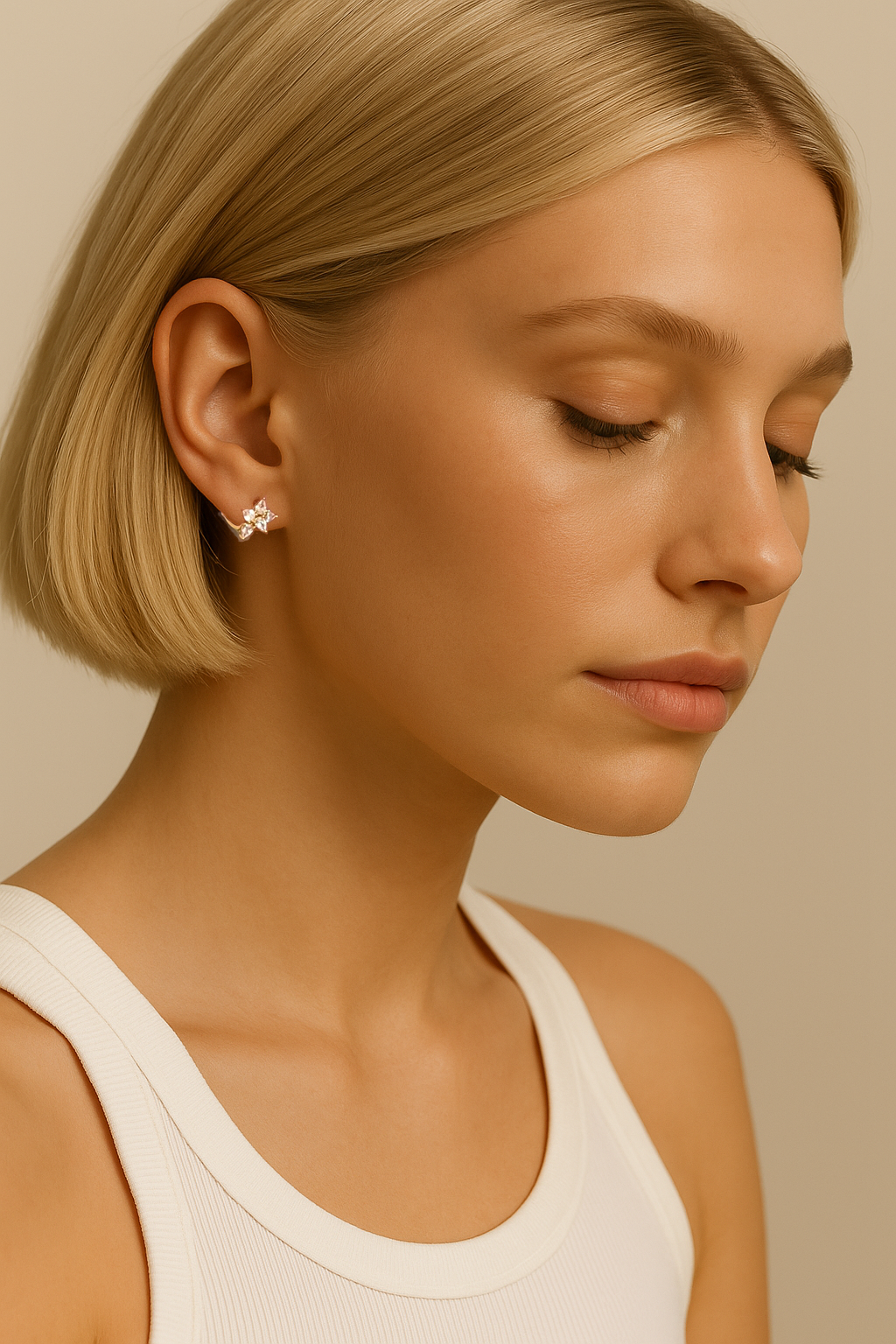 Odette Bridal Stud Earring – Gold & White CZ 

