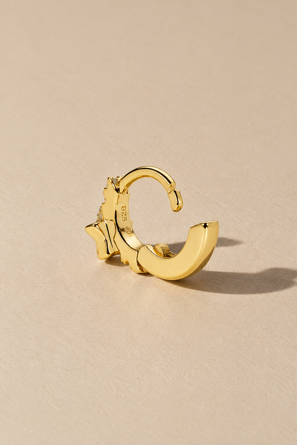 6.5 mm star gold vermeil huggie