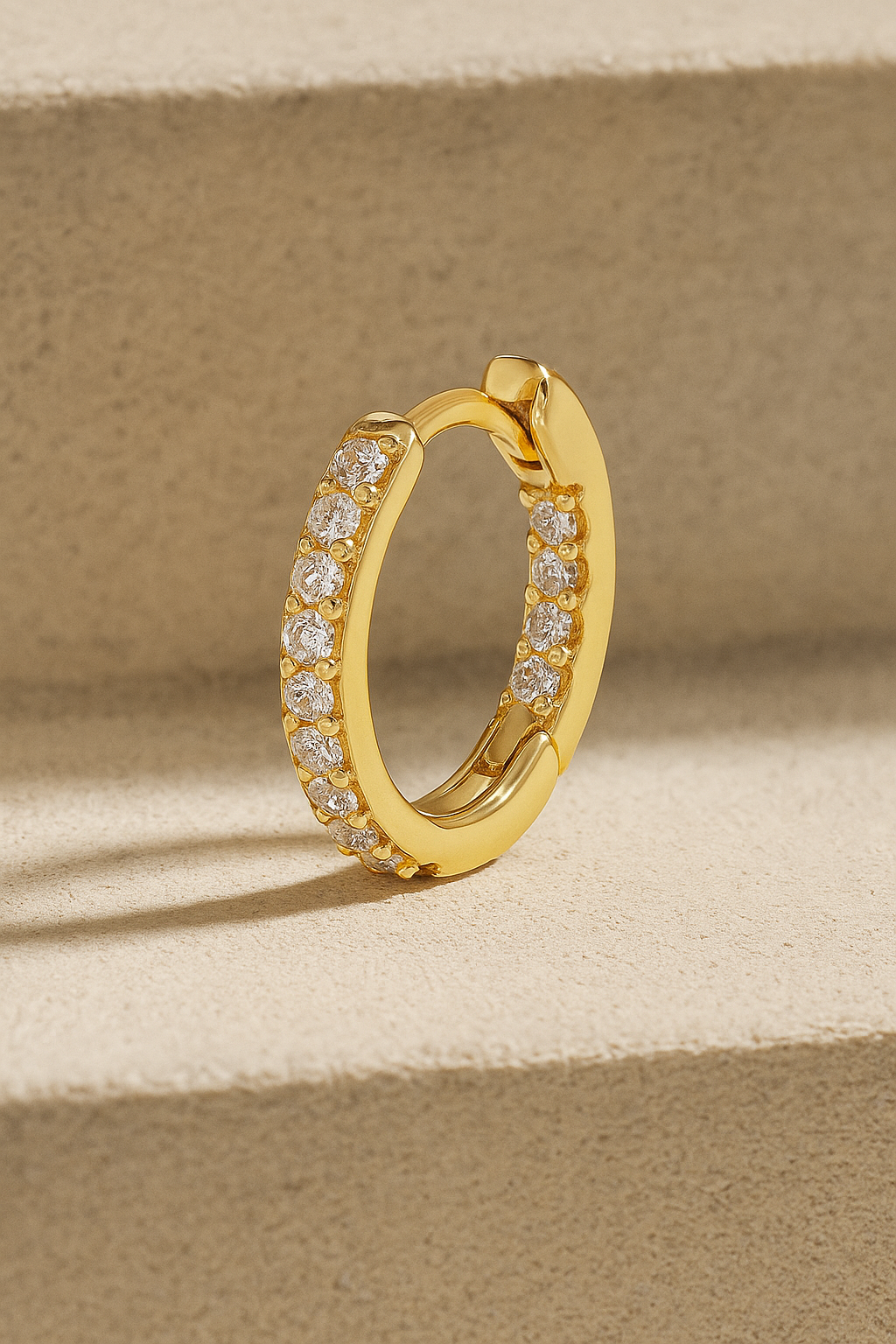 Oval Gold Vermeil Huggie – Minimalist Piercing Hoop