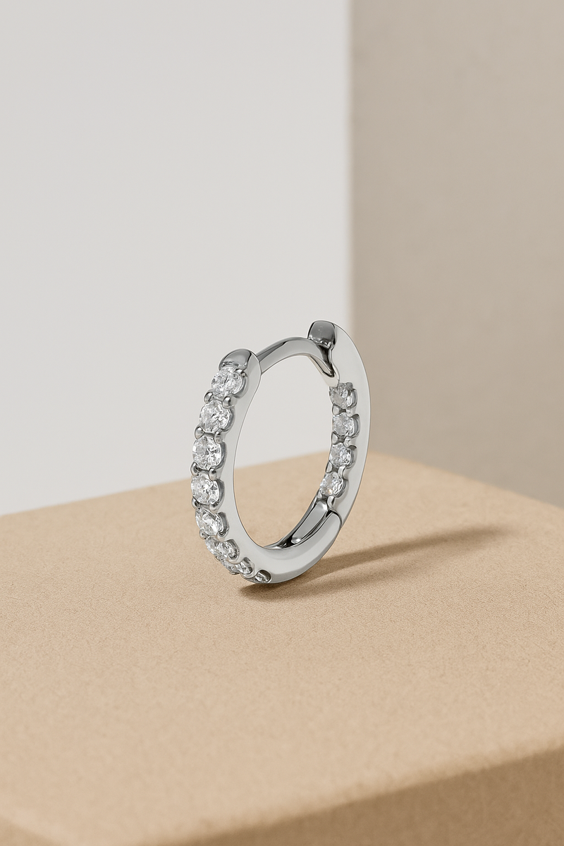 Oval Sterling Silver Huggie – Hypoallergenic Mini Hoop