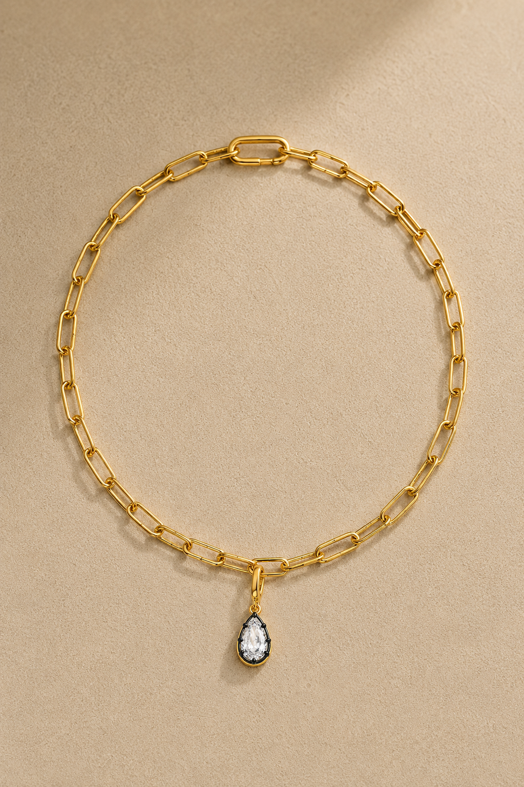 Gold Paperclip Chain & Vittoria Hook Charm Set
