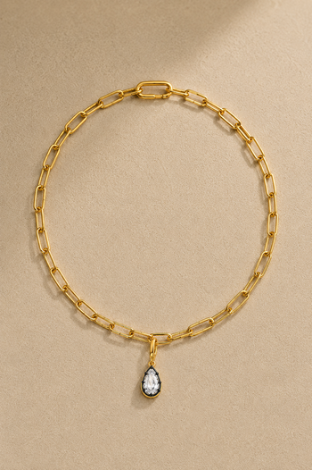 Gold Paperclip Chain & Vittoria Hook Charm Set