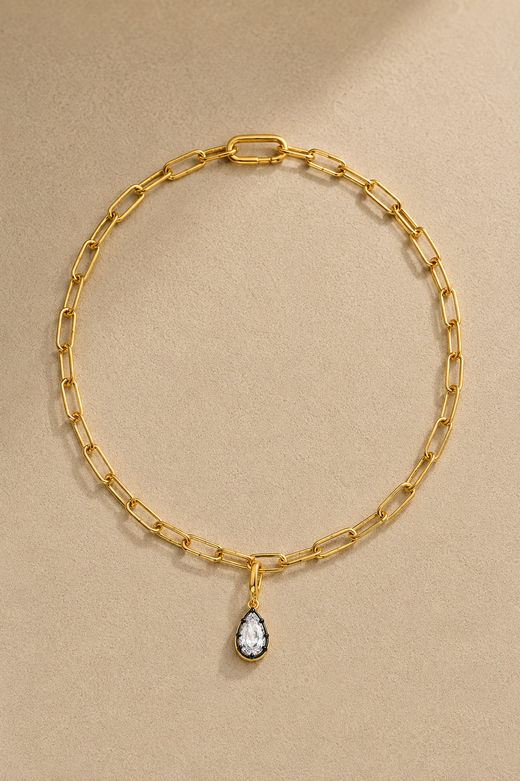 Gold Paperclip Chain & Vittoria Hook Charm Set