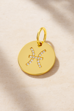 Pisces gold vermeil zodiac disc