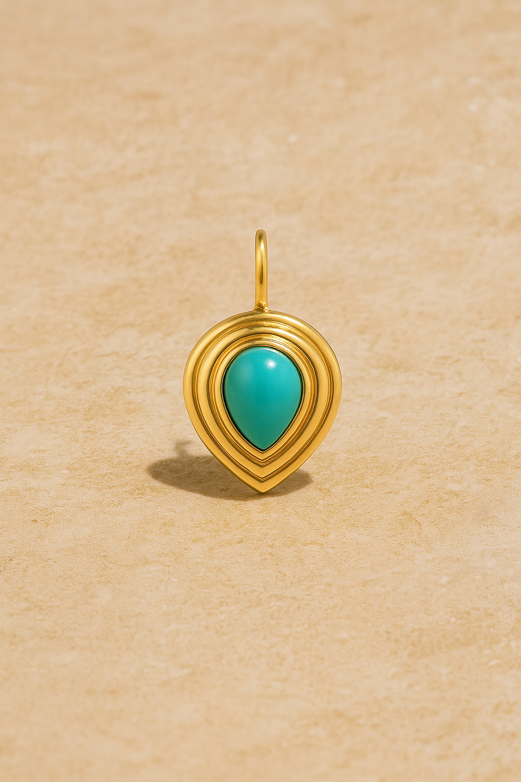 Ridge Teardrop Turquoise Gold Vermeil Charm