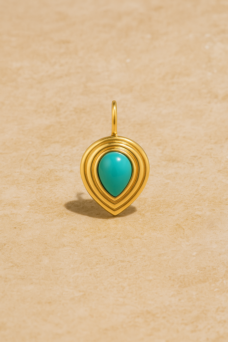 Ridge Teardrop Turquoise Gold Vermeil Charm