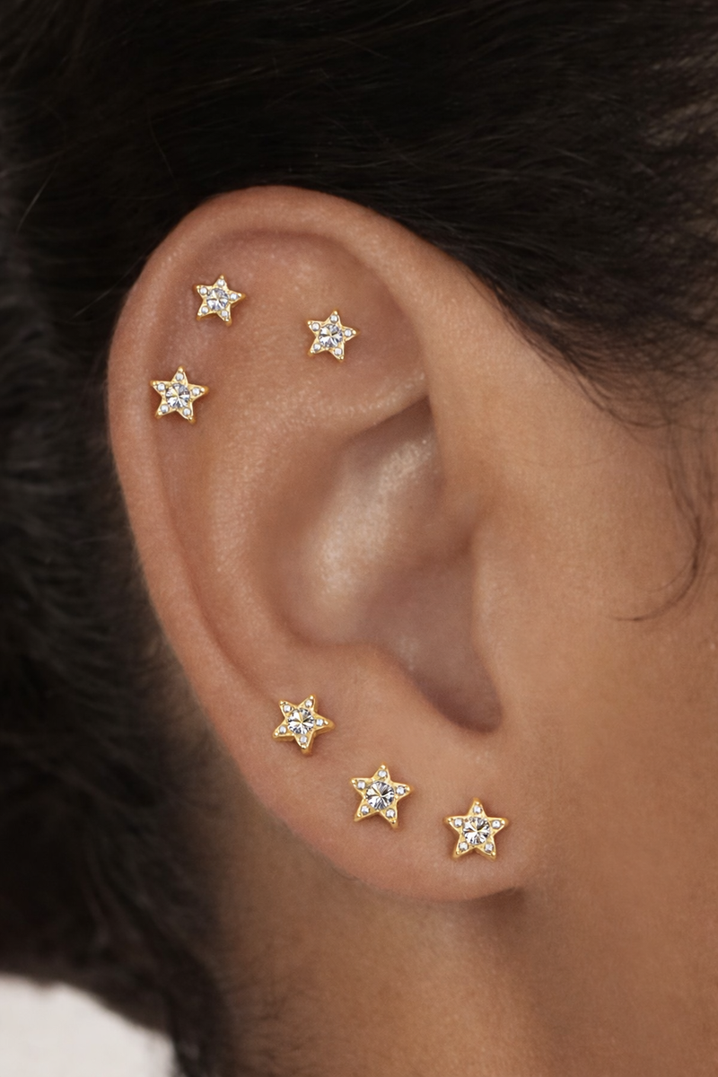 Star gold vermeil stud (ball screw)