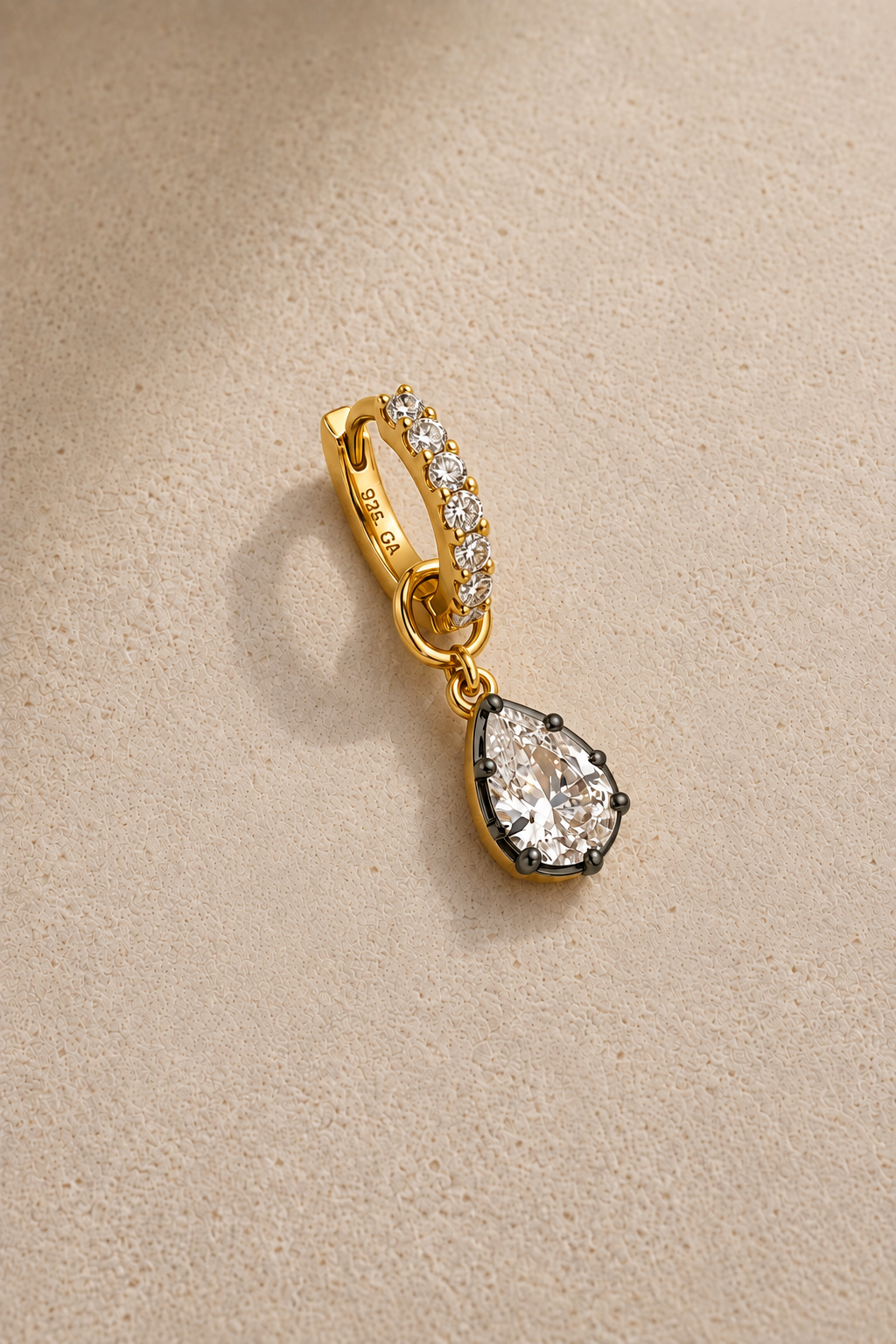 Simple Pavé 8.5mm Gold Huggie with Vittoria Black & Gold Charm