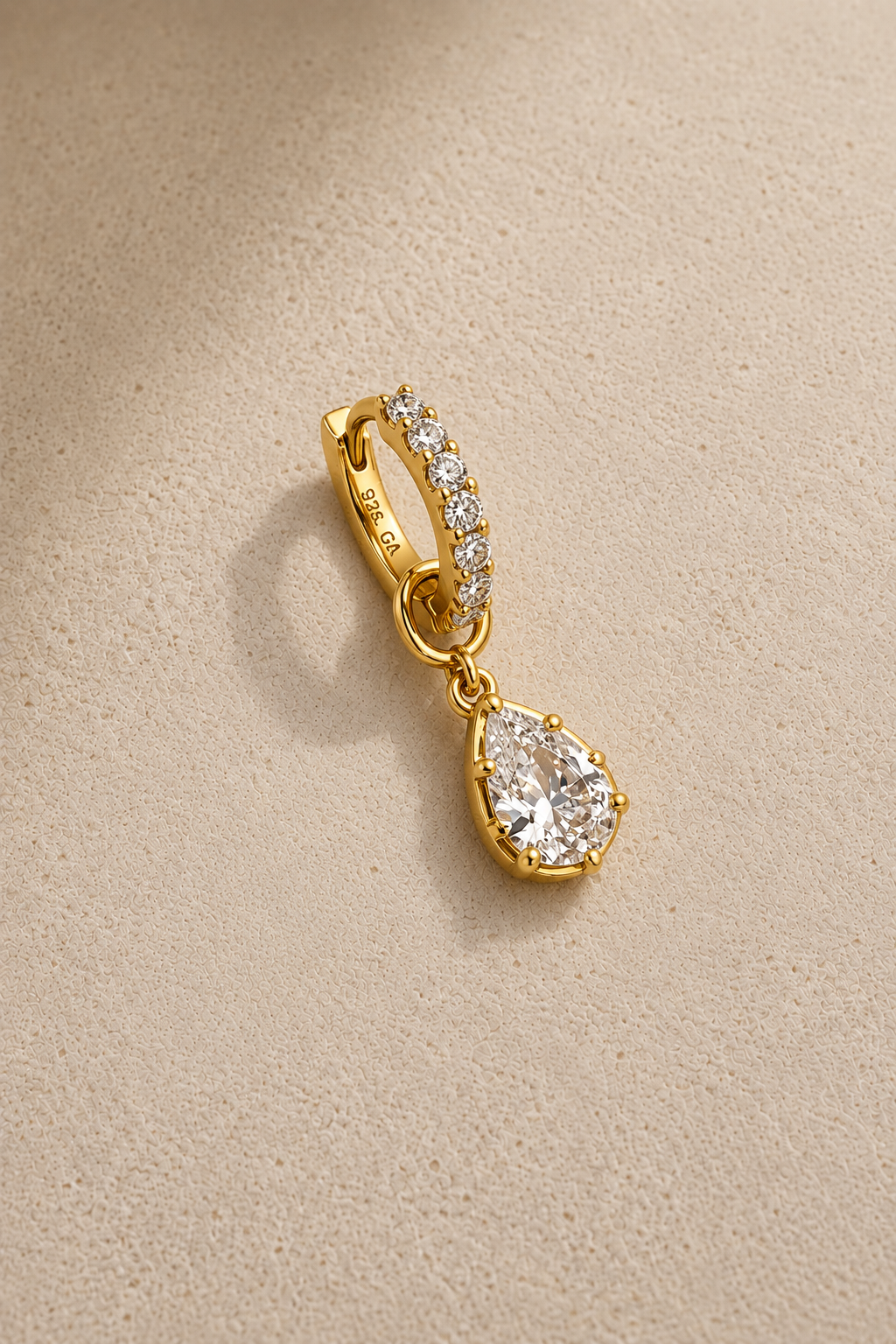 Simple Pavé 8.5mm Gold Huggie with Vittoria Gold Charm