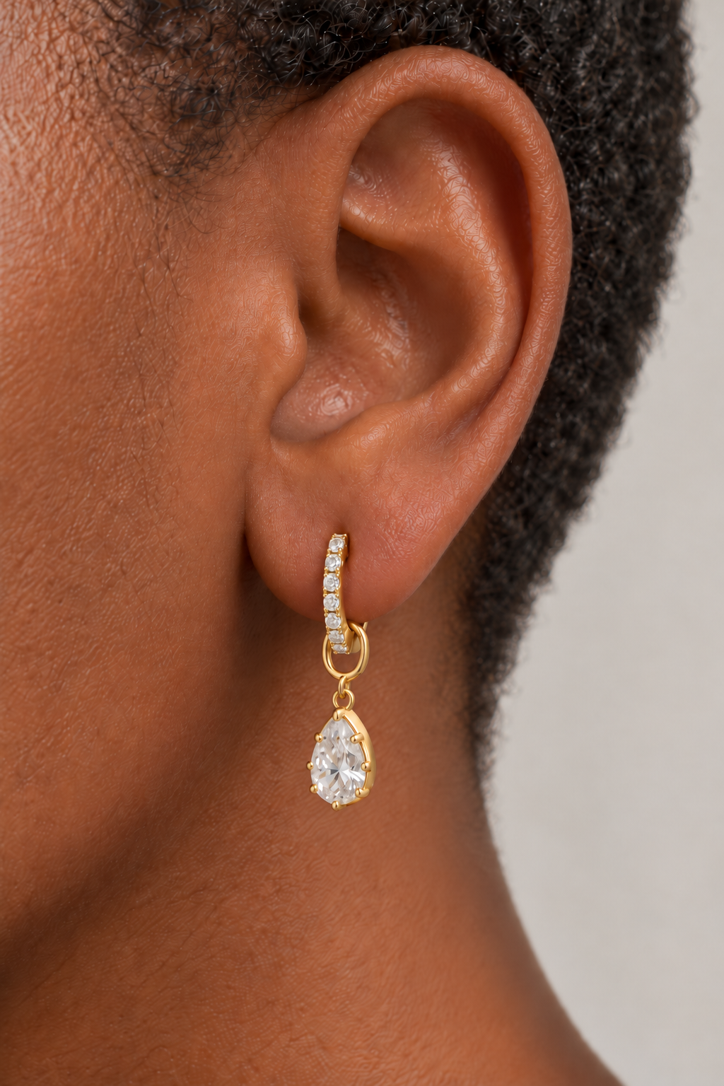 Simple Pavé 8.5mm Gold Huggie with Vittoria Gold Charm