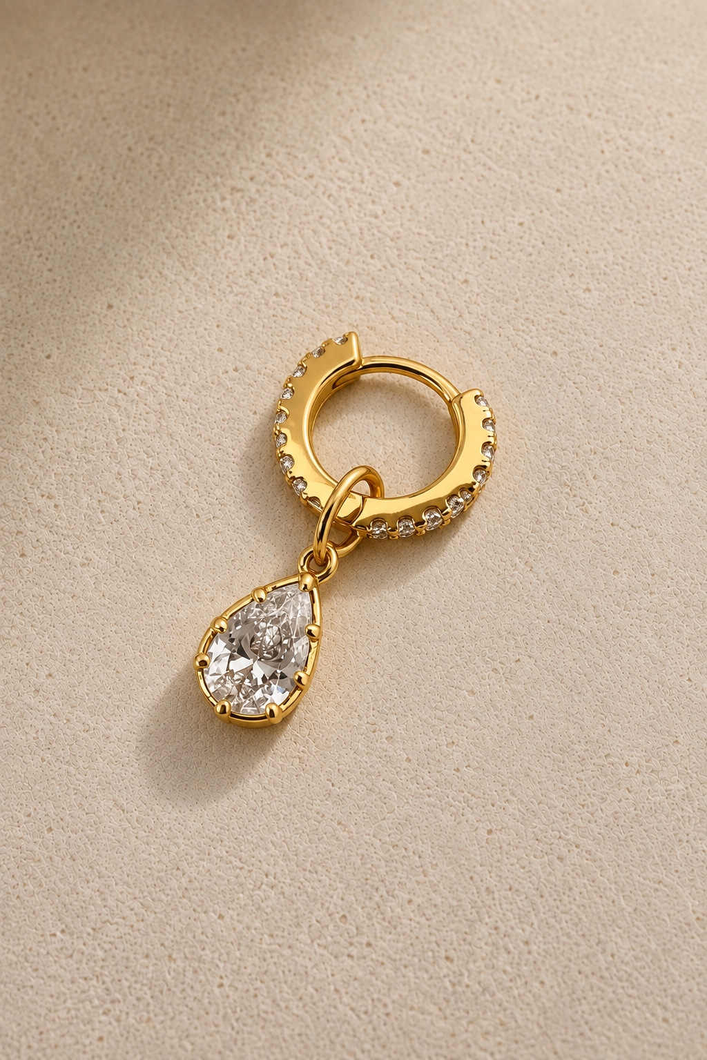 Simple Pavé 8.5mm Gold Huggie with Vittoria Gold Charm