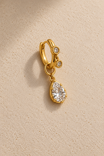 Simple Shaker 8.5mm Gold Huggie with Vittoria Gold Charm