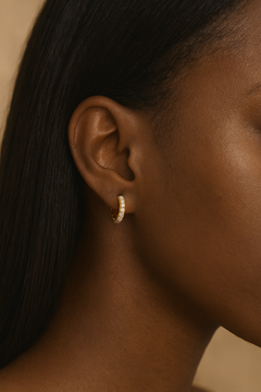 Simple 8.5mm gold vermeil pave huggie model