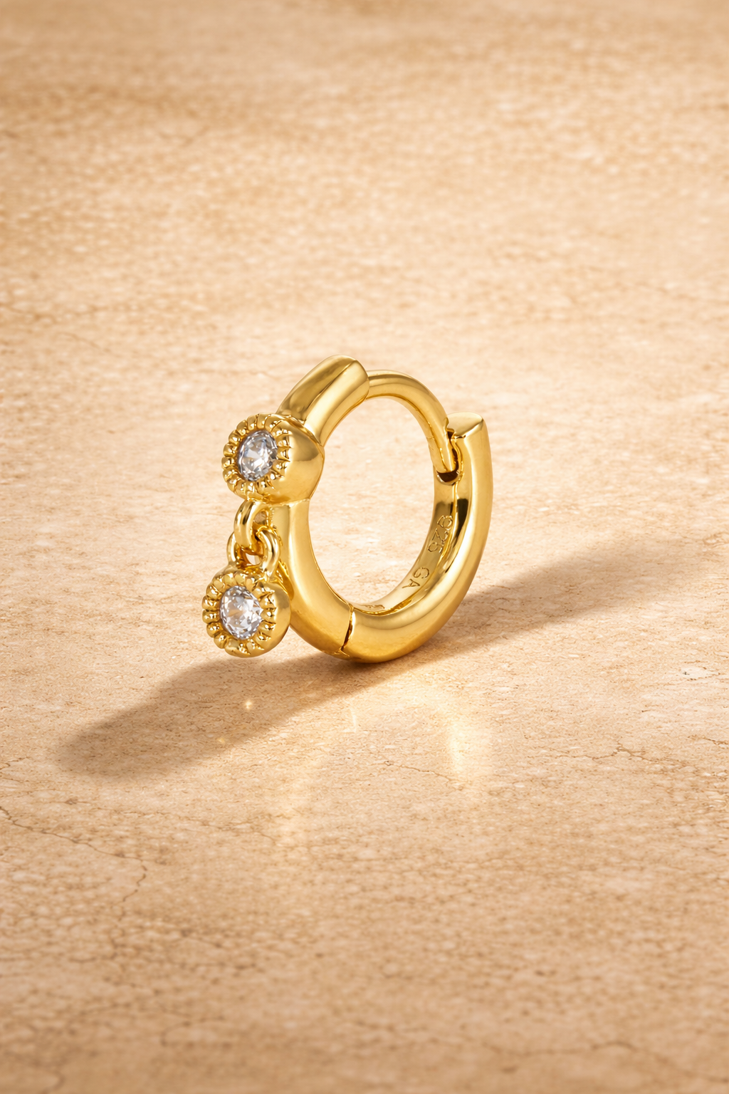 Simple shaker gold vermeil huggie — one of the two components included in the Simple Shaker 8.5mm Gold Huggie with Vittoria Gold Charm bundle.
