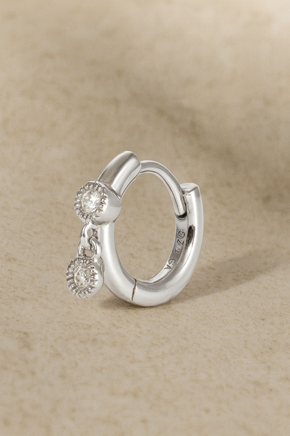 Simple shaker sterling silver  huggie