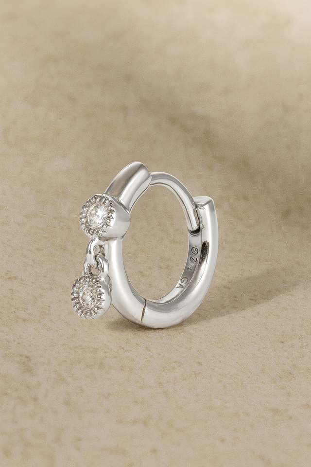 Simple shaker sterling silver  huggie