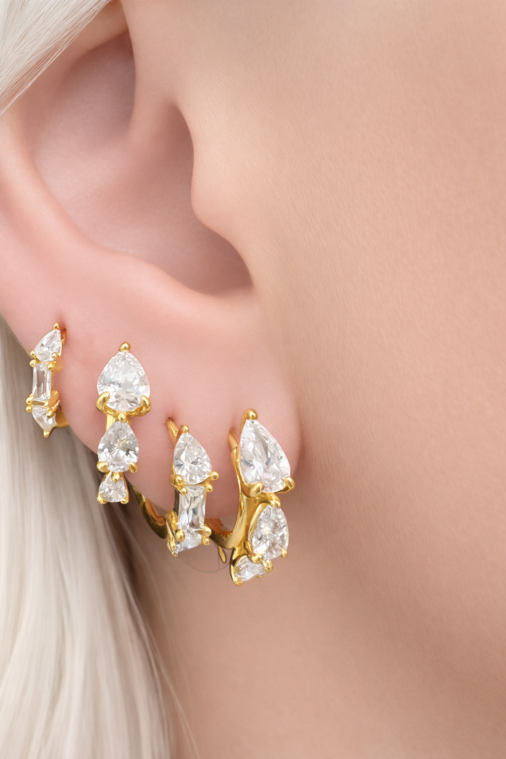 “Small gold huggie earring for second ear piercings and upper lobe”