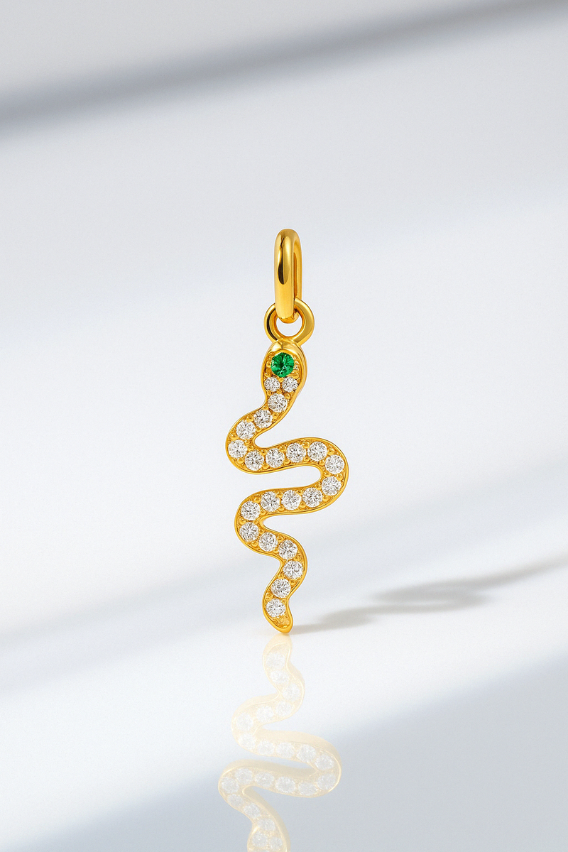 Snake Gold Vermeil Pave Charm