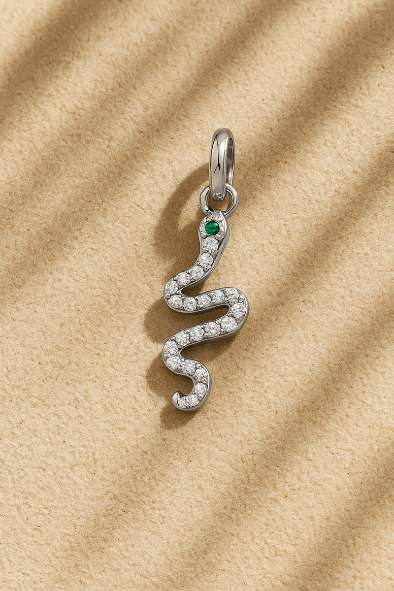 Snake Silver Pave Charm