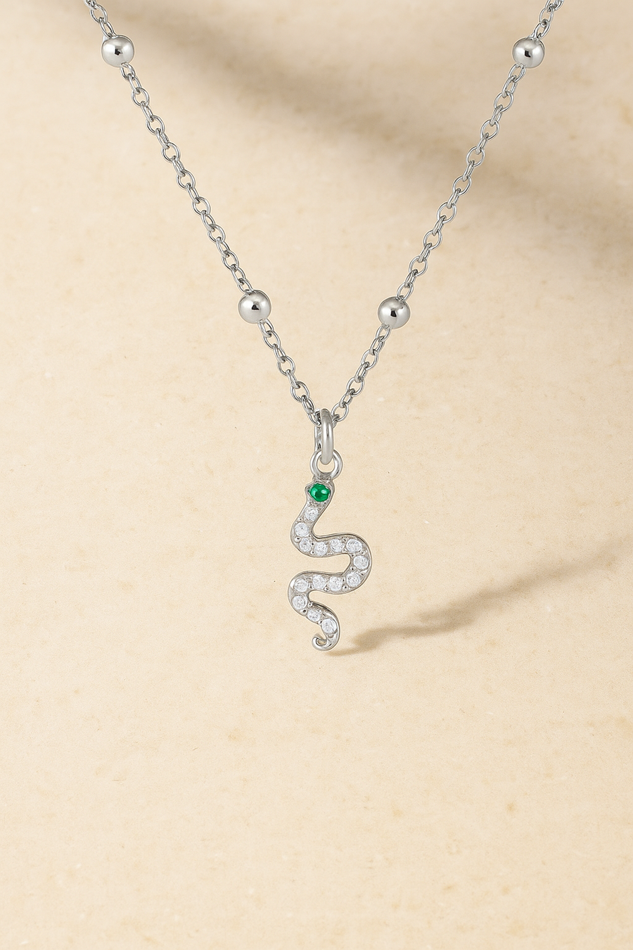 Snake Silver Pave Necklace