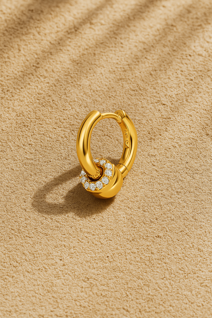 Soraya Piecing Bead Gold Huggie
