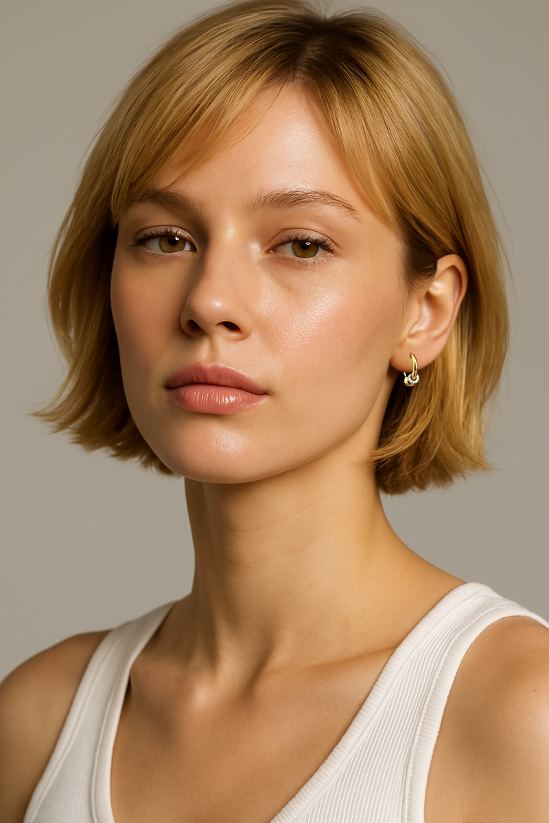 Soraya Piecing Bead Gold Huggie model