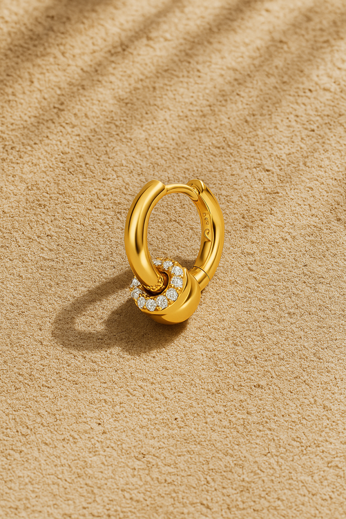 Soraya Piecing Bead Gold Huggie