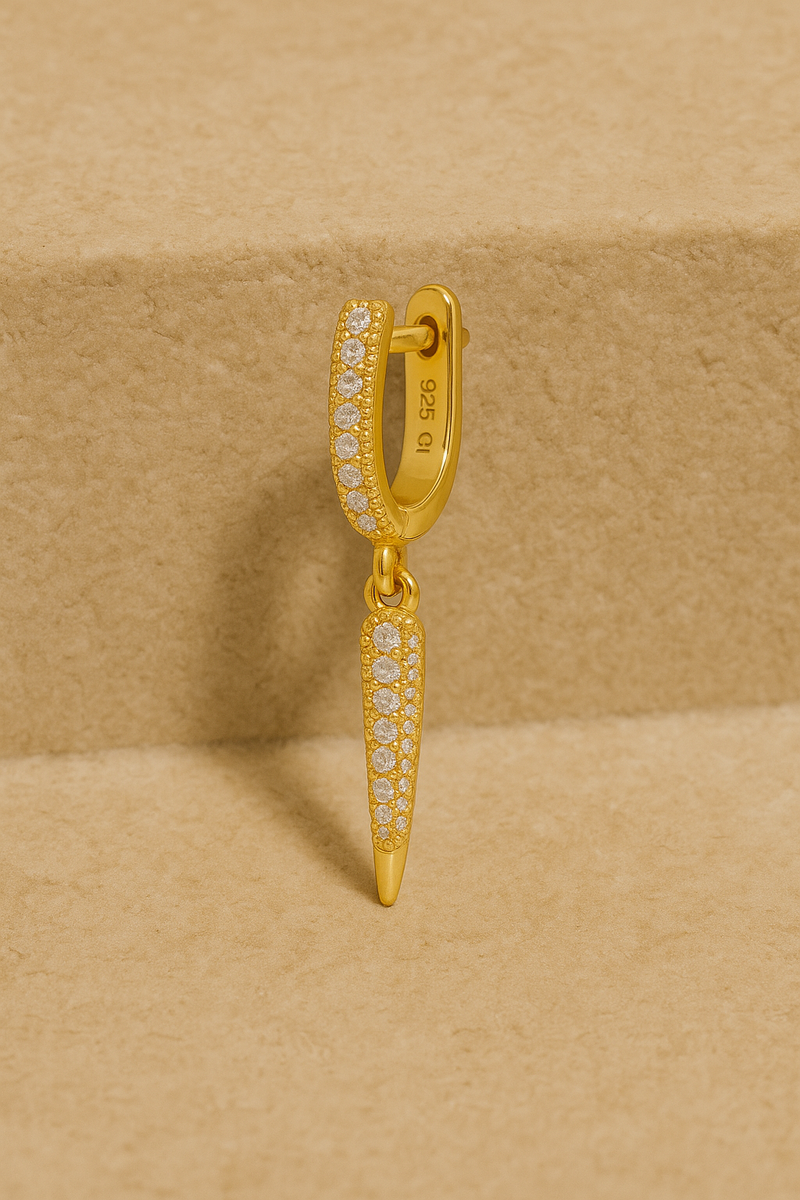 Spear gold vermeil drop earring