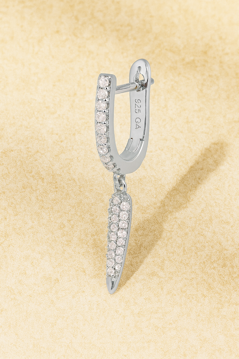 Spear silver drop earring