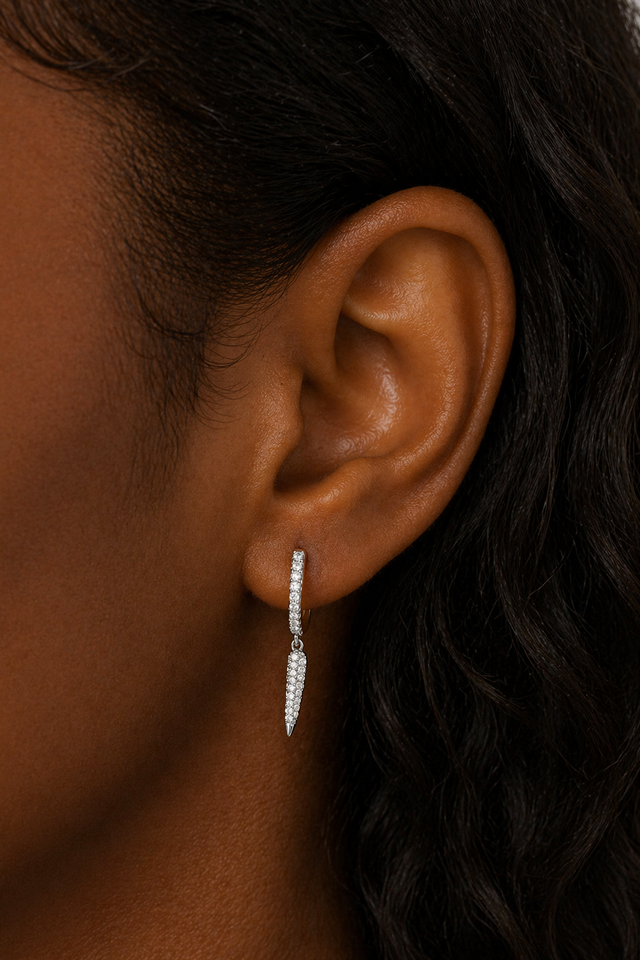 Spear silver drop earring