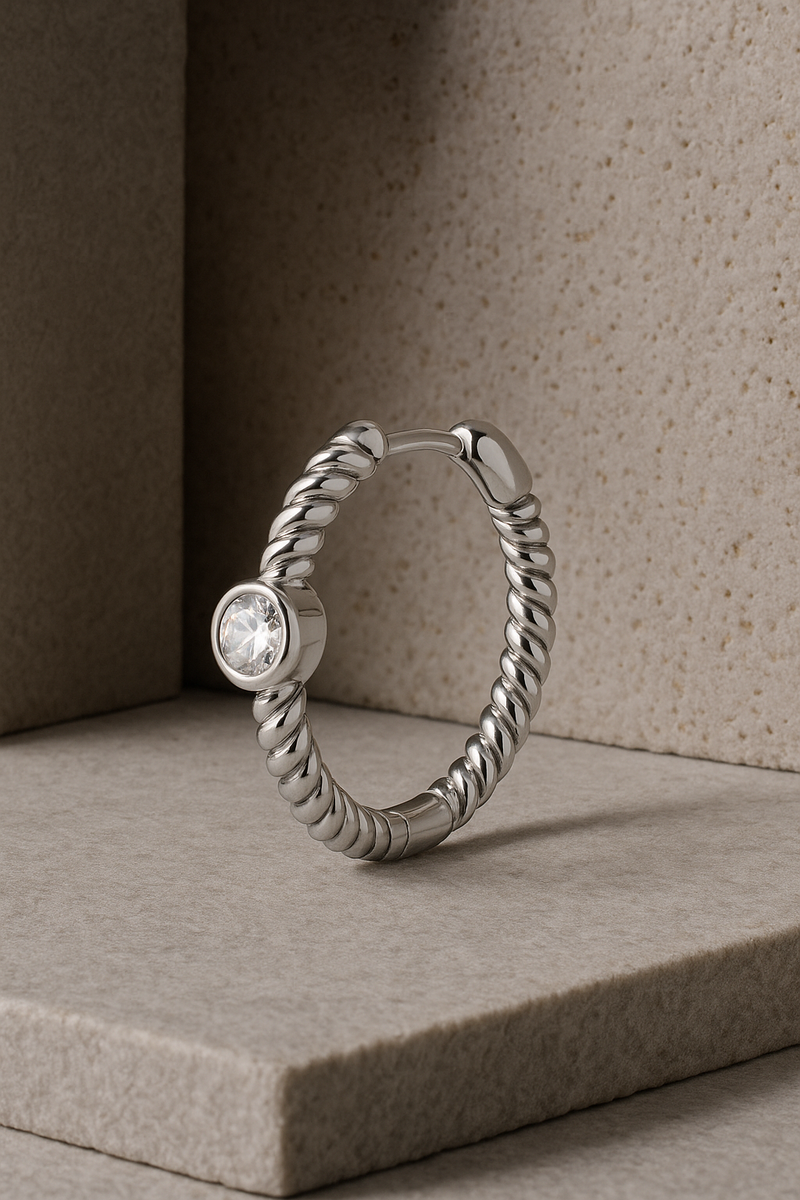 Speira 18mm round cz sterling silver mini hoop