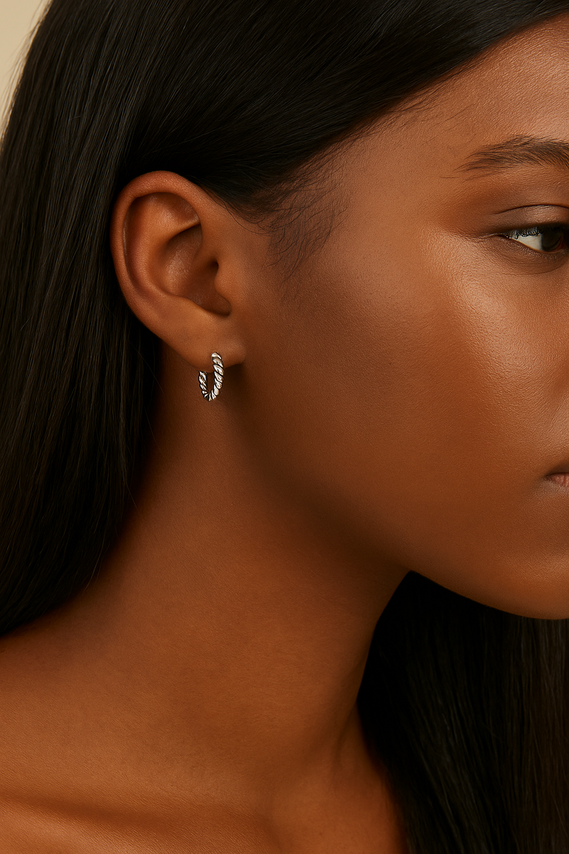 Speira 8mm sterling silver huggie model