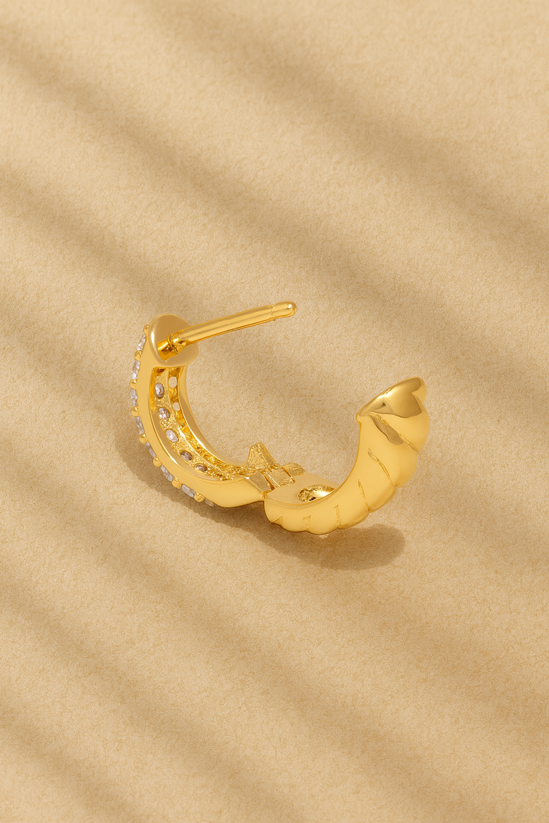 Speira Pave Gold Vermeil Huggie side