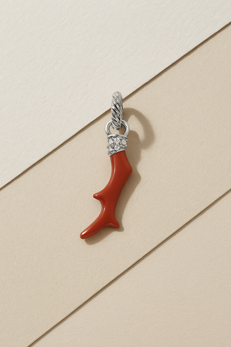 Speira Red Coral Sterling Silver Charm