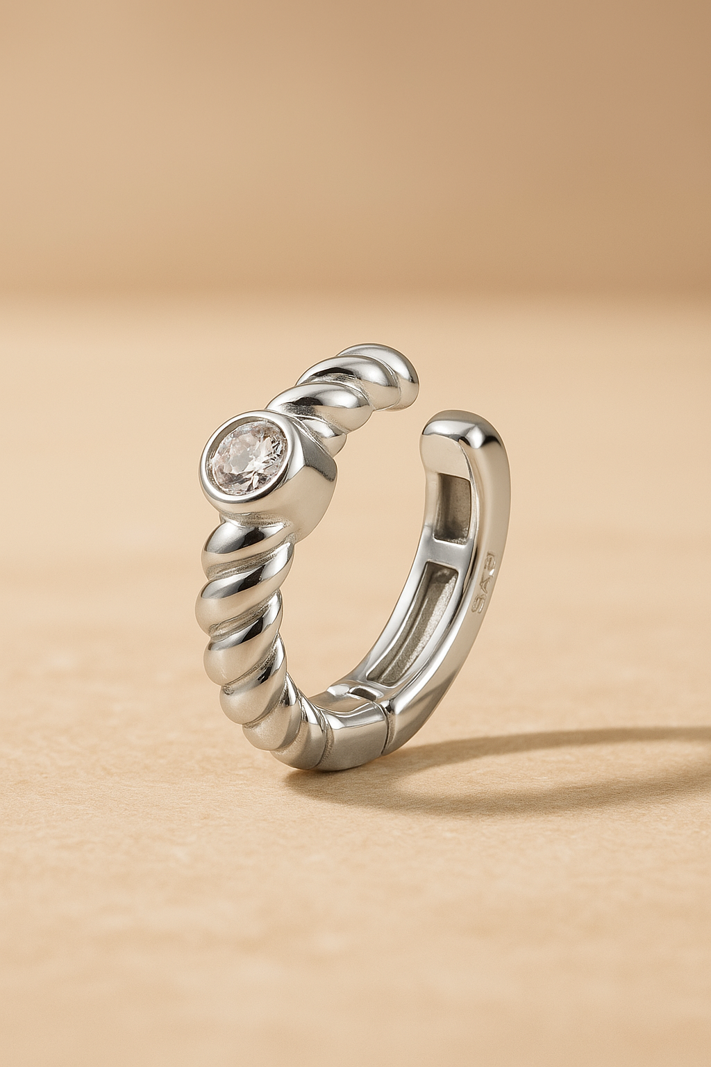 Speira round cz sterling silver ear cuff