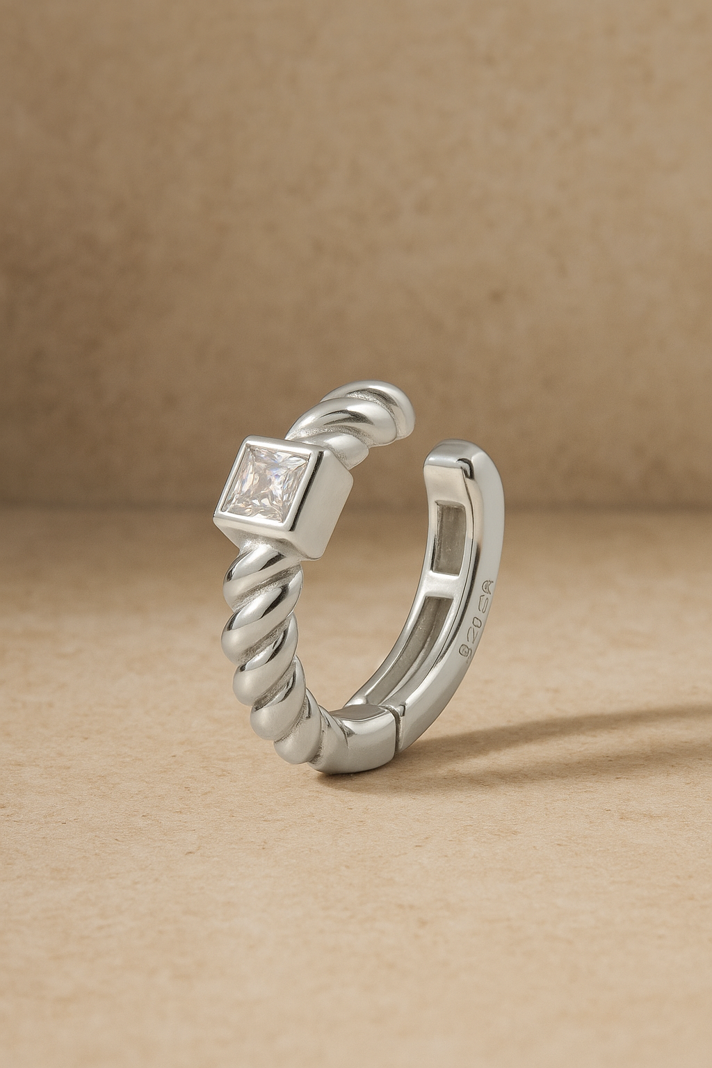 Speira square cz sterling silver ear cuff