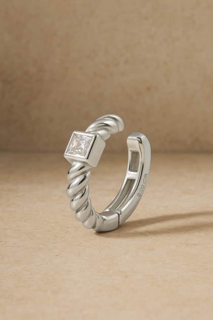 Speira square cz sterling silver ear cuff
