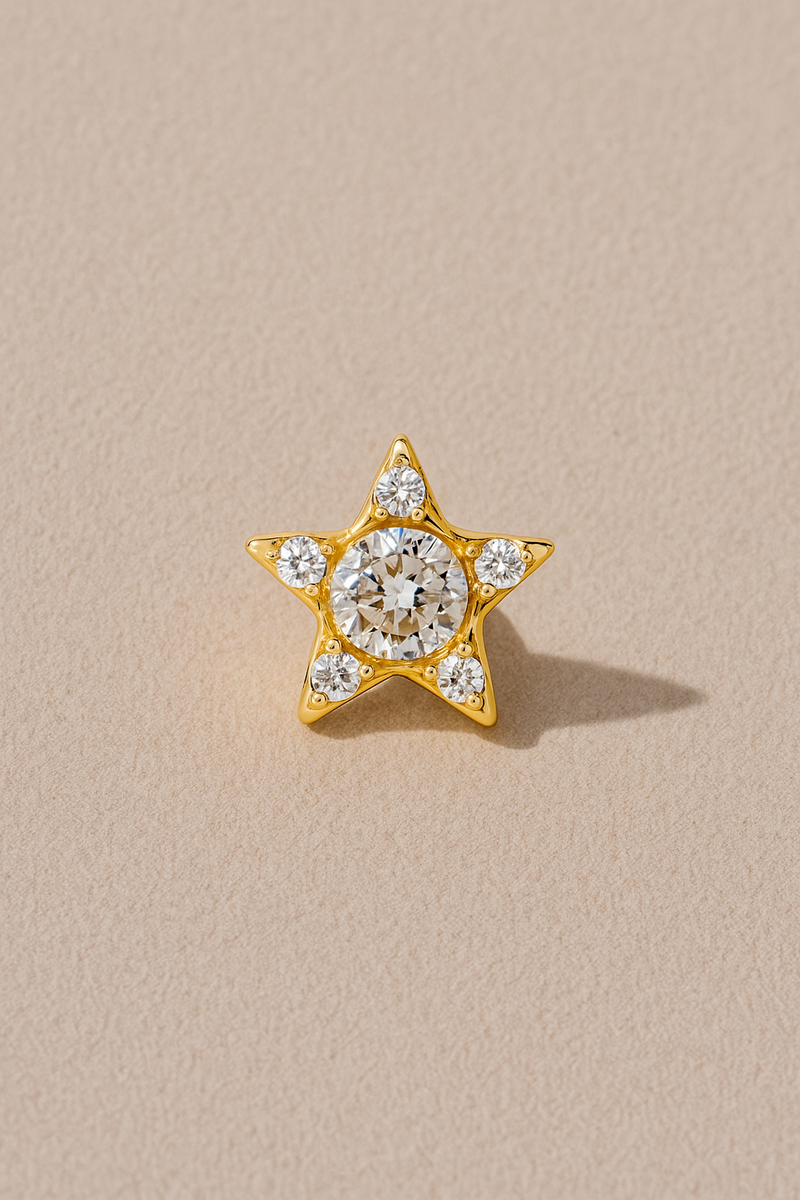 Star gold vermeil stud (ball screw)