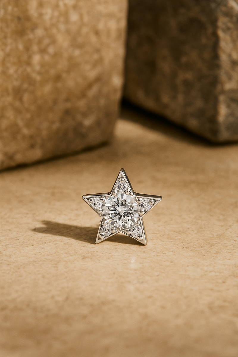 Star sterling silver stud (ball screw)