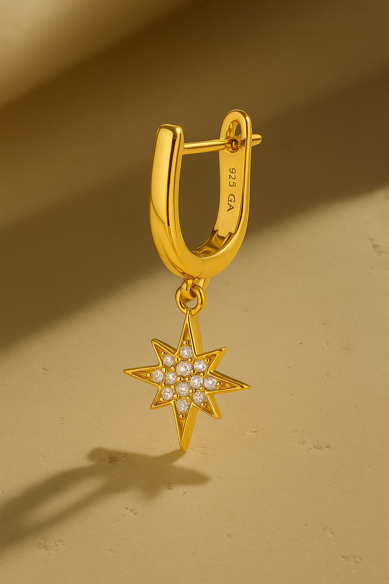 Starburst Gold Vermeil Drop Earring