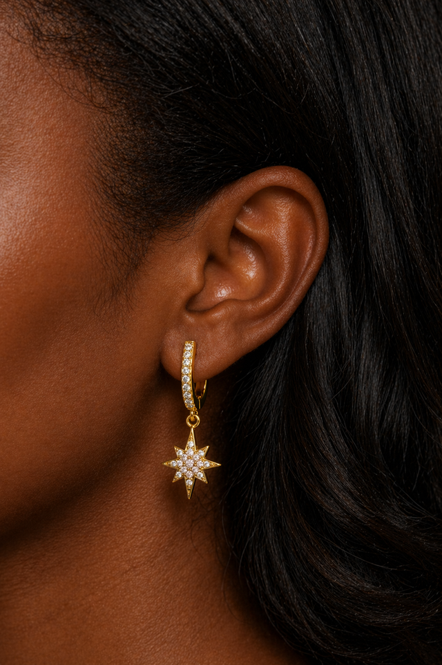Starburst Gold Vermeil Drop Earring