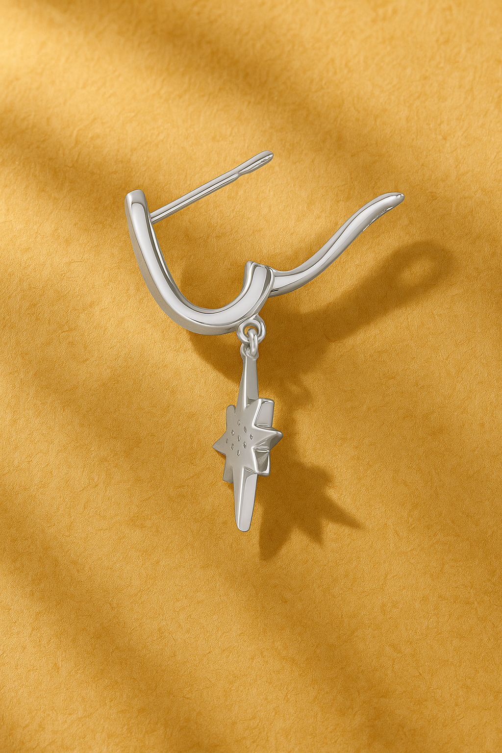 Starburst Silver Drop Earring side