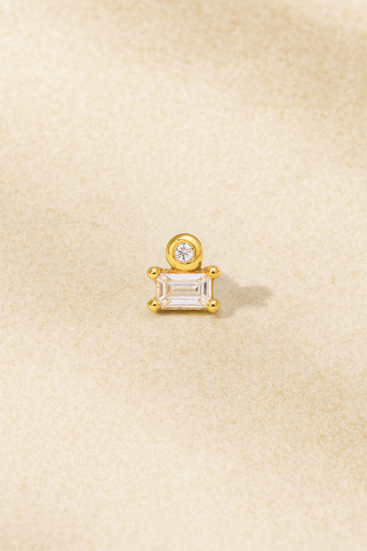 Super Mini Baguette Gold Vermeil Stud Earring