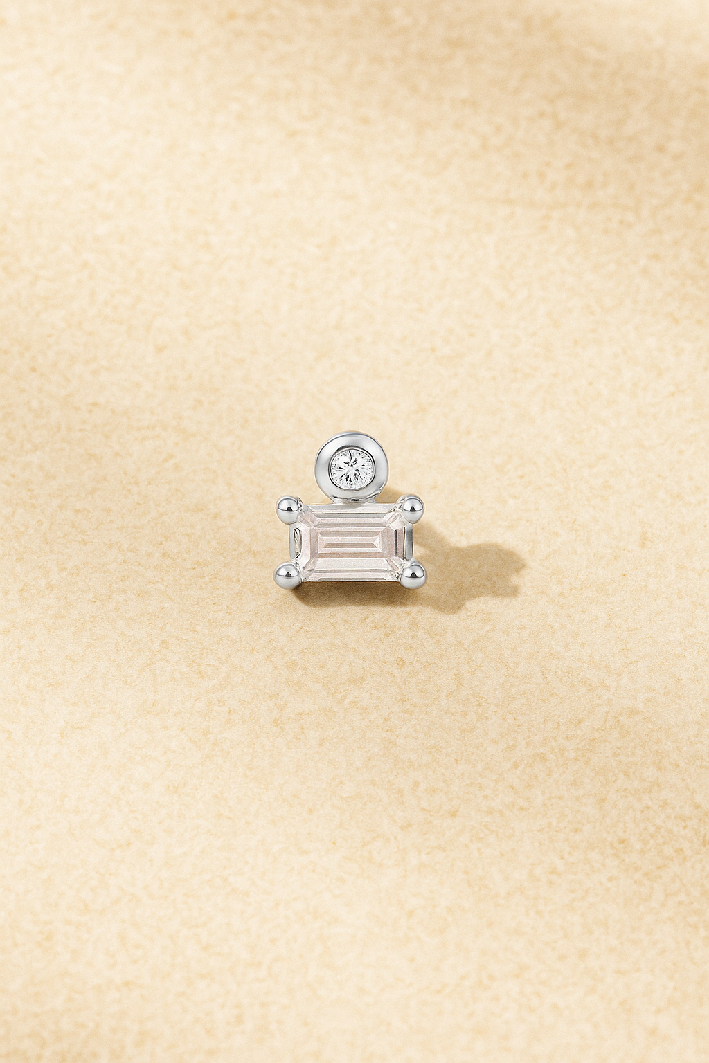 Super Mini Baguette Silver Stud Earring front