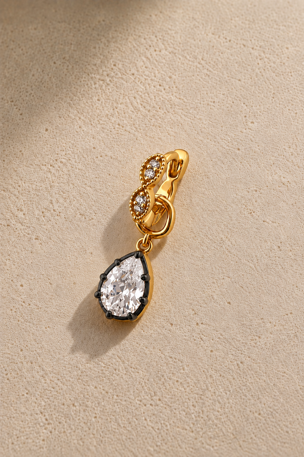 Tasha 6.5mm Gold Huggie with Vittoria Black & Gold Charm