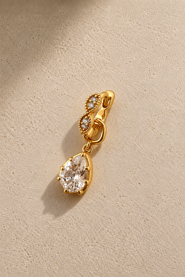 Tasha 6.5mm Gold Huggie with Vittoria Gold Charm