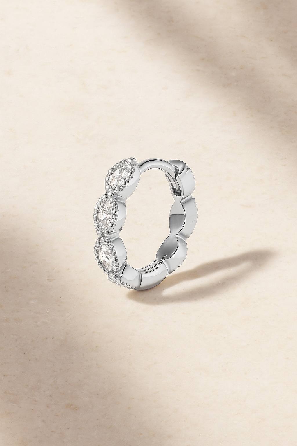 Tasha 8.5 mm sterling silver huggie