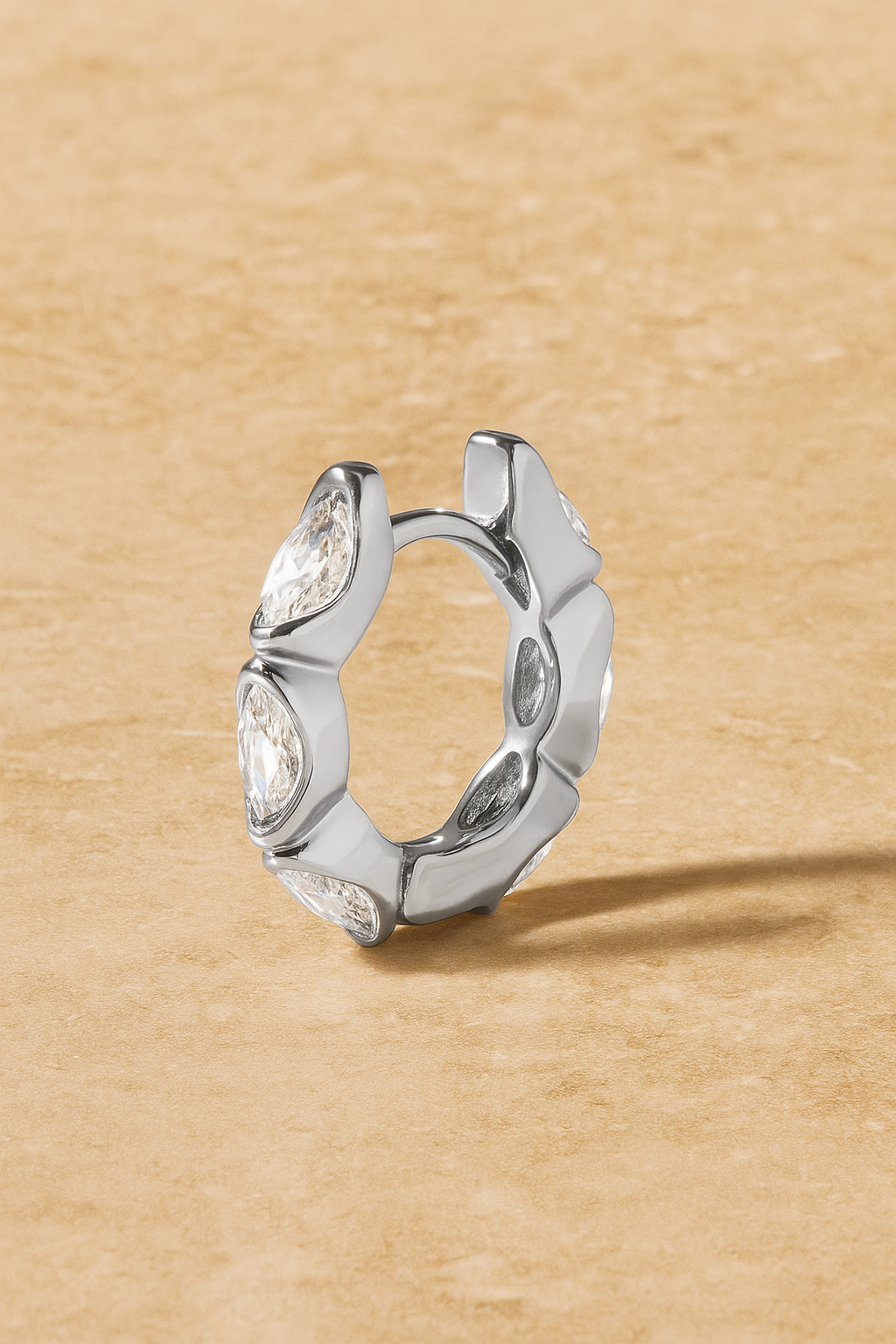 Tasha Marquise 8.5 mm Huggie – Sterling Silver Hoop