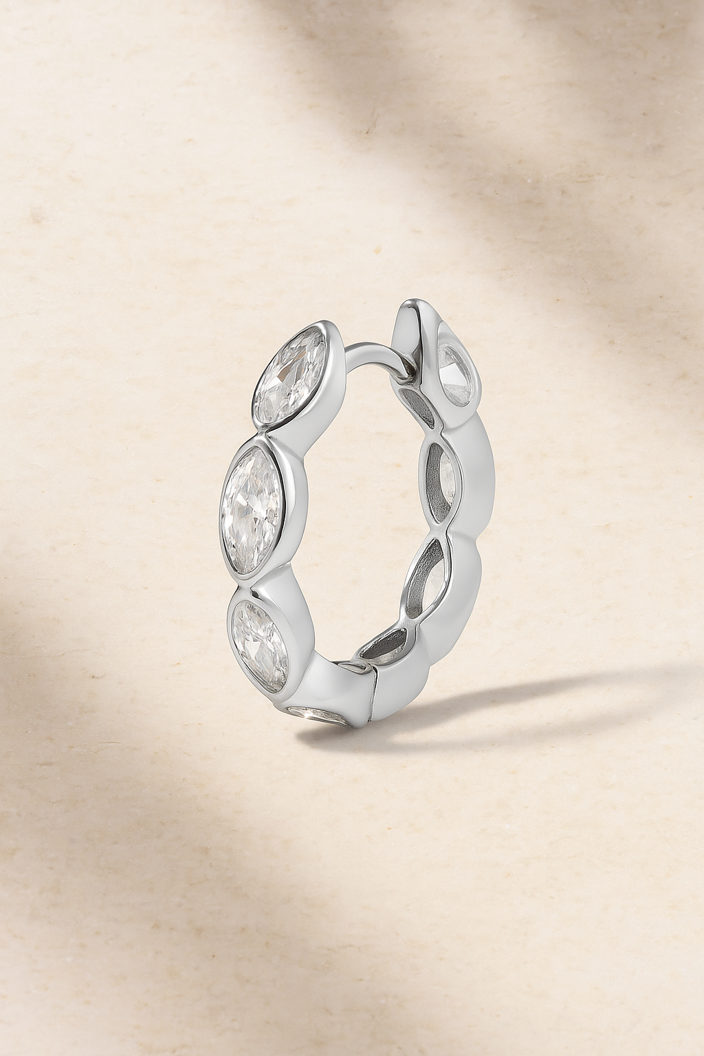 Tasha marquise 11mm sterling silver huggie